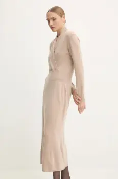 Answear Lab rochie din lana culoarea bej, maxi, evazati imagine