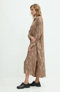 Answear Lab rochie din matase culoarea bej, midi, oversize imagine