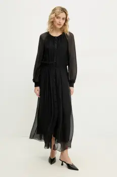 Answear Lab rochie din matase culoarea negru, maxi, drept imagine