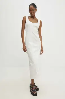 Answear Lab rochie jeans culoarea bej, midi, mulata imagine