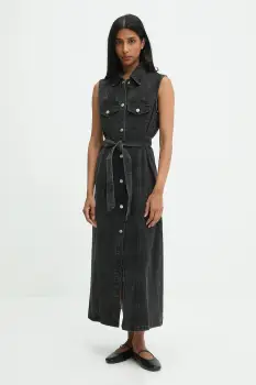 Answear.LAB rochie jeans culoarea negru, maxi, drept imagine