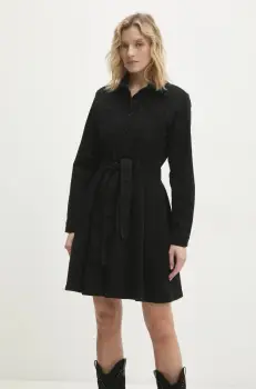 Answear Lab rochie jeans culoarea negru, mini, evazati imagine