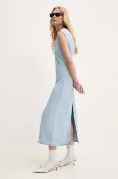 Answear Lab rochie jeans midi, evazati imagine