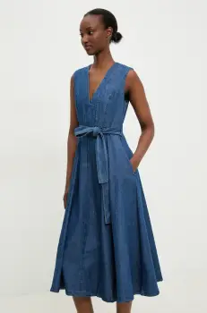 Answear Lab rochie jeans midi, evazati imagine