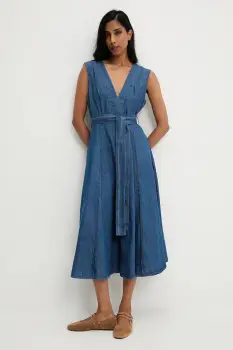 Answear.LAB rochie jeans midi, evazati imagine