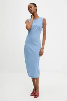 Answear.LAB rochie jeans midi, mulata imagine