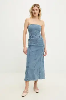 Answear Lab rochie jeans midi, mulata imagine