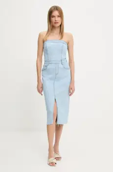 Answear Lab rochie jeans midi, mulata imagine