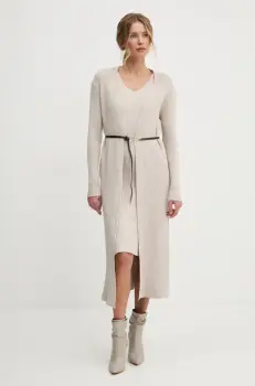 Answear Lab rochie si cardigan culoarea bej imagine