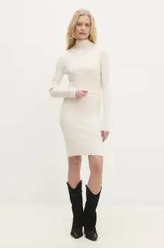 Answear Lab rochie si cardigan culoarea bej imagine