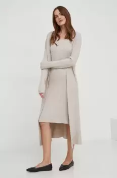 Answear Lab rochie si cardigan culoarea bej imagine