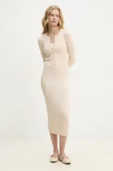 Answear Lab rochie si cardigan culoarea bej imagine