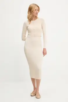 Answear.LAB rochie si cardigan culoarea bej imagine