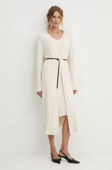 Answear Lab rochie si cardigan culoarea bej imagine