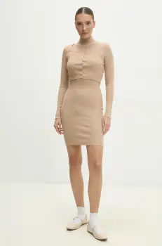 Answear Lab rochie si cardigan culoarea maro imagine