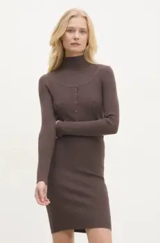 Answear Lab rochie si cardigan culoarea maro imagine