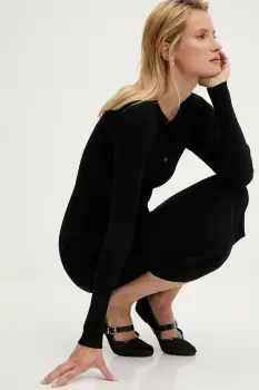 Answear.LAB rochie si cardigan culoarea negru imagine