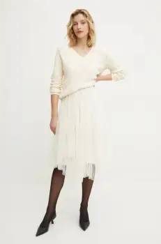 Answear Lab rochie si pulover culoarea bej imagine