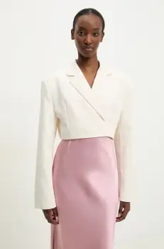 Answear Lab sacou culoarea alb, desfacut, neted imagine