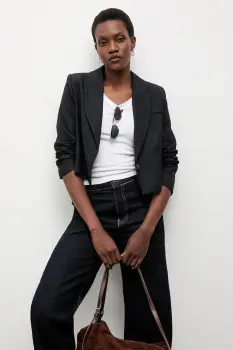 Answear.LAB sacou culoarea albastru marin, un singur rand de nasturi imagine