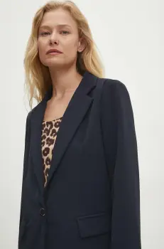 Answear Lab sacou culoarea albastru marin, un singur rand de nasturi, neted imagine