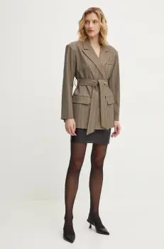 Answear Lab sacou culoarea bej, cu doua randuri de nasturi, modelator imagine