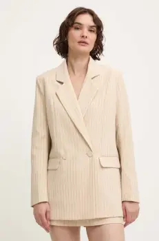 Answear Lab sacou culoarea bej, cu doua randuri de nasturi, modelator imagine