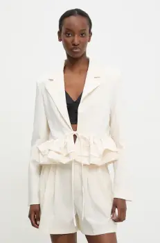 Answear Lab sacou culoarea bej, desfacut, neted imagine