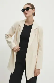 Answear Lab sacou culoarea bej, desfacut, neted imagine