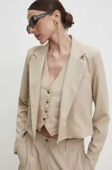 Answear Lab sacou culoarea bej, un singur rand de nasturi, modelator imagine