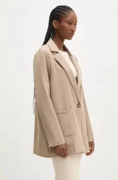 Answear Lab sacou culoarea bej, un singur rand de nasturi, neted imagine