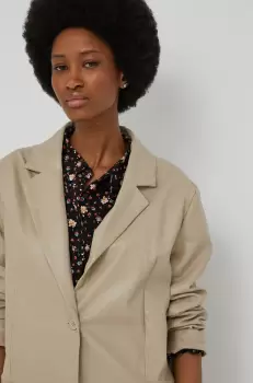 Answear Lab sacou culoarea bej, un singur rand de nasturi, neted imagine