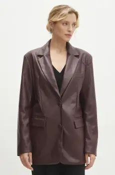 Answear Lab sacou culoarea bordo, un singur rand de nasturi, neted imagine