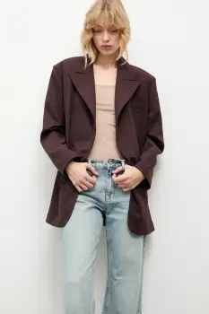 Answear.LAB sacou culoarea bordo, un singur rand de nasturi, neted imagine