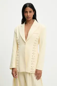 Answear Lab sacou culoarea galben, un singur rand de nasturi, neted imagine