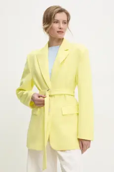 Answear Lab sacou culoarea galben, un singur rand de nasturi, neted imagine