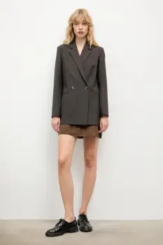 Answear.LAB sacou culoarea gri, cu doua randuri de nasturi, neted imagine