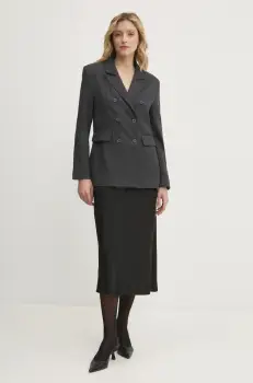 Answear Lab sacou culoarea gri, cu doua randuri de nasturi, neted imagine