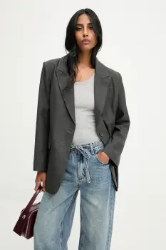 Answear.LAB sacou culoarea gri, un singur rand de nasturi, melanj imagine