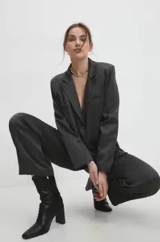 Answear Lab sacou culoarea gri, un singur rand de nasturi, neted imagine