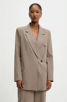 Answear Lab sacou culoarea maro, cu doua randuri de nasturi, neted imagine