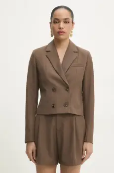 Answear Lab sacou culoarea maro, cu doua randuri de nasturi, neted imagine