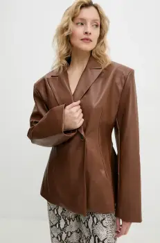 Answear Lab sacou culoarea maro, cu doua randuri de nasturi, neted imagine