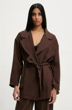 Answear Lab sacou culoarea maro, oversize, neted imagine