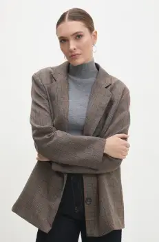 Answear Lab sacou culoarea maro, un singur rand de nasturi, modelator imagine