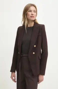 Answear Lab sacou culoarea maro, un singur rand de nasturi, neted imagine