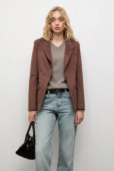 Answear.LAB sacou culoarea maro, un singur rand de nasturi, neted imagine