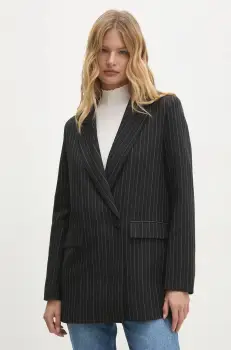 Answear Lab sacou culoarea negru, cu doua randuri de nasturi, modelator imagine