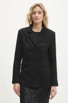 Answear Lab sacou culoarea negru, cu doua randuri de nasturi, neted imagine