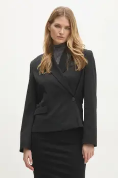 Answear Lab sacou culoarea negru, cu doua randuri de nasturi, neted imagine